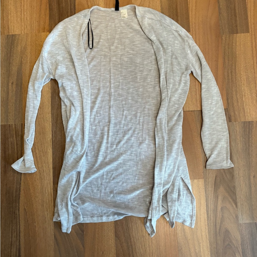Divided Light Gray Open-Front Cardigan
